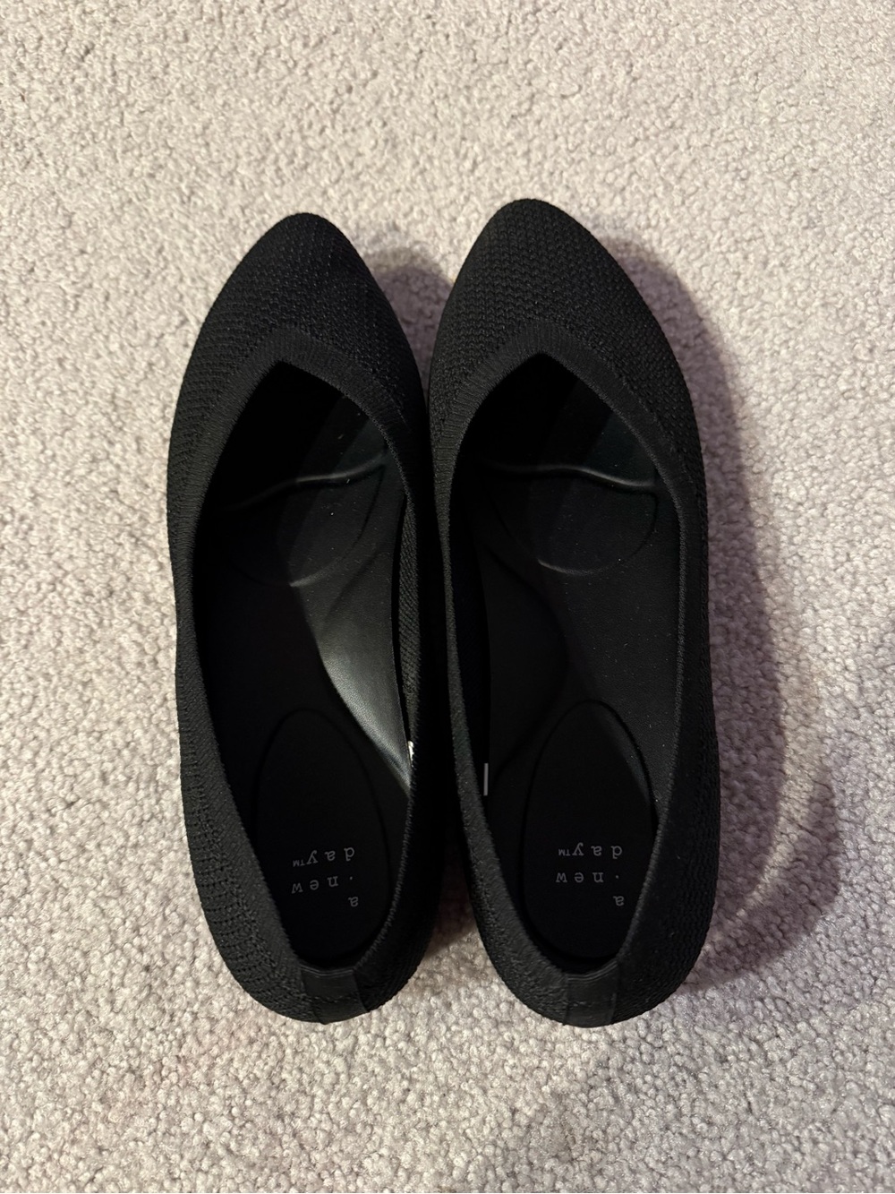 a new day Black Knit Pointed-Toe Flats with Cushioned Insole